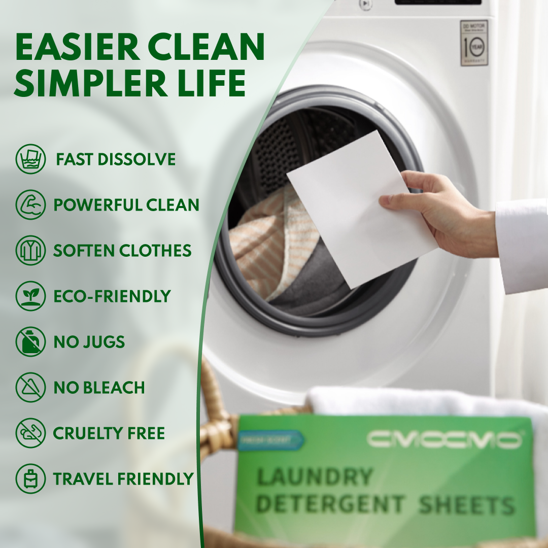 CMOCMO Gentle Fresh-Scented Laundry Sheets – Eco-Friendly, Antibacterial,Cleans